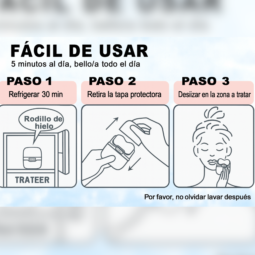 Ice Roller ™ Renueva, Refresca,Revive y Resplandece tu rostro en 5 minutos al día